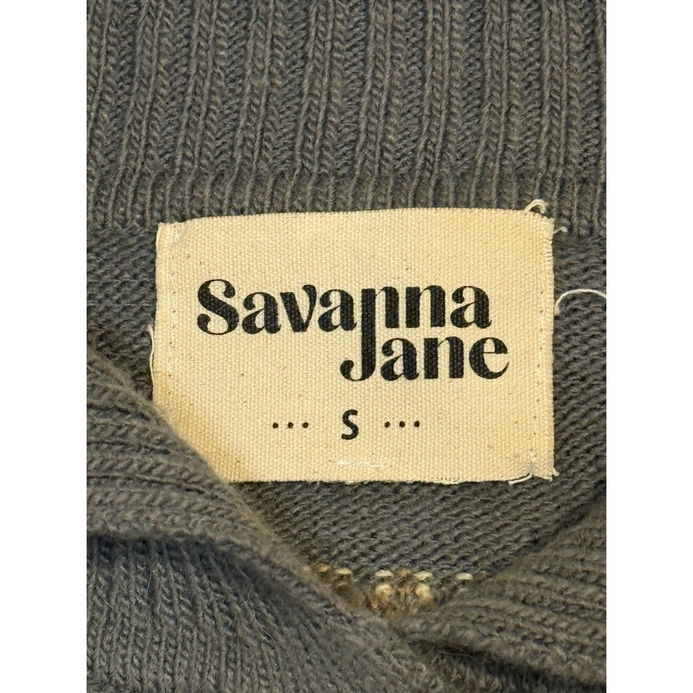 Savanna Jane Sweater Womens Small Gray Button Front Southwestern Cardigan - Picture 4 of 8